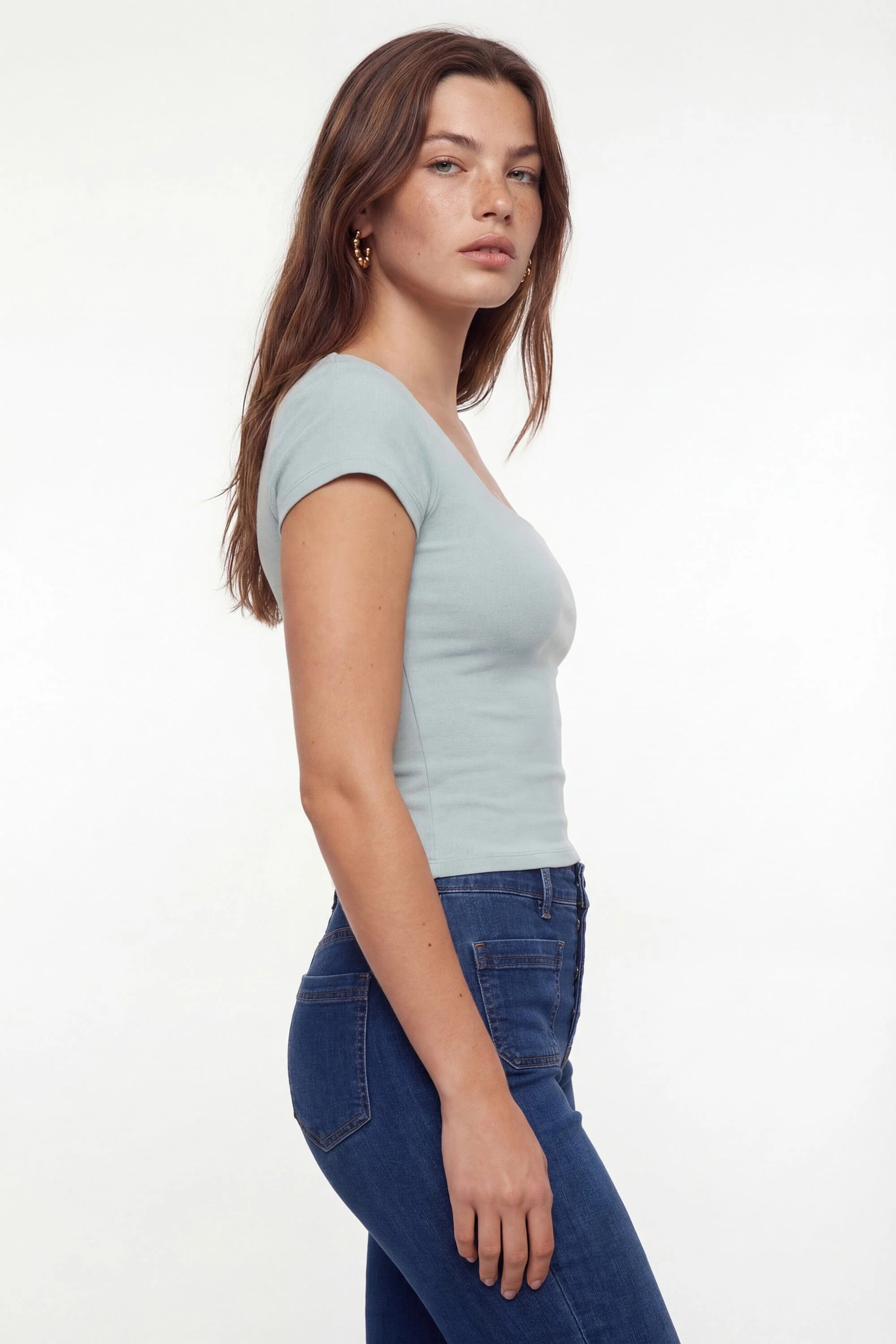 T-SHIRT COL CARRÉ - VIRGINI - CELDAON - Image 4