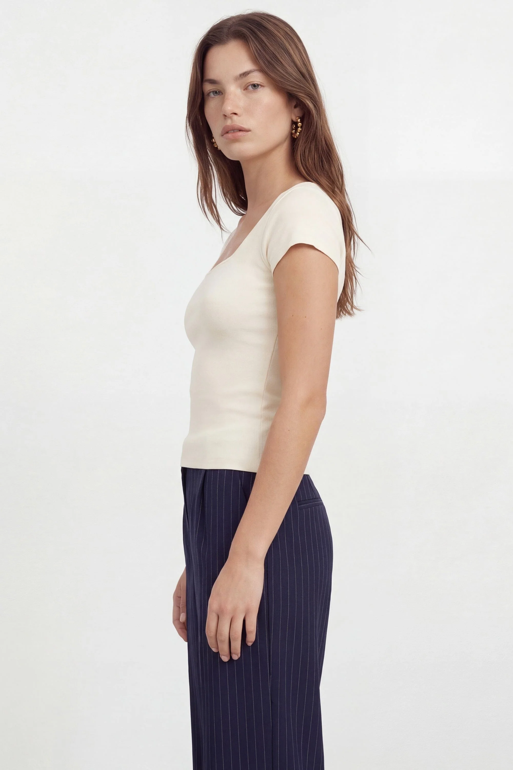 T-SHIRT COL CARRÉ - VIRGINI - ECRU - Image 3