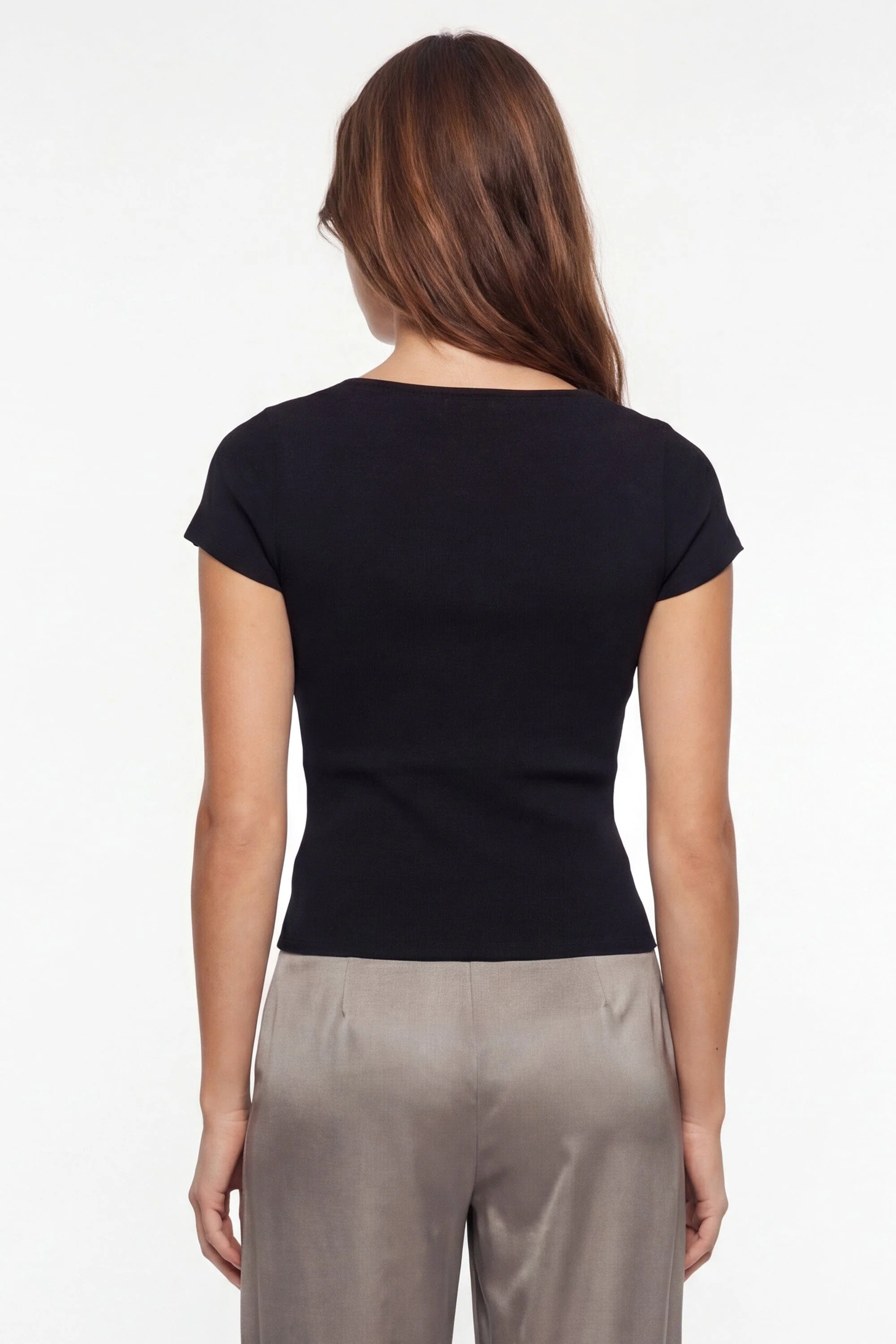 T-SHIRT COL CARRÉ - VIRGINI - NOIR - Image 3