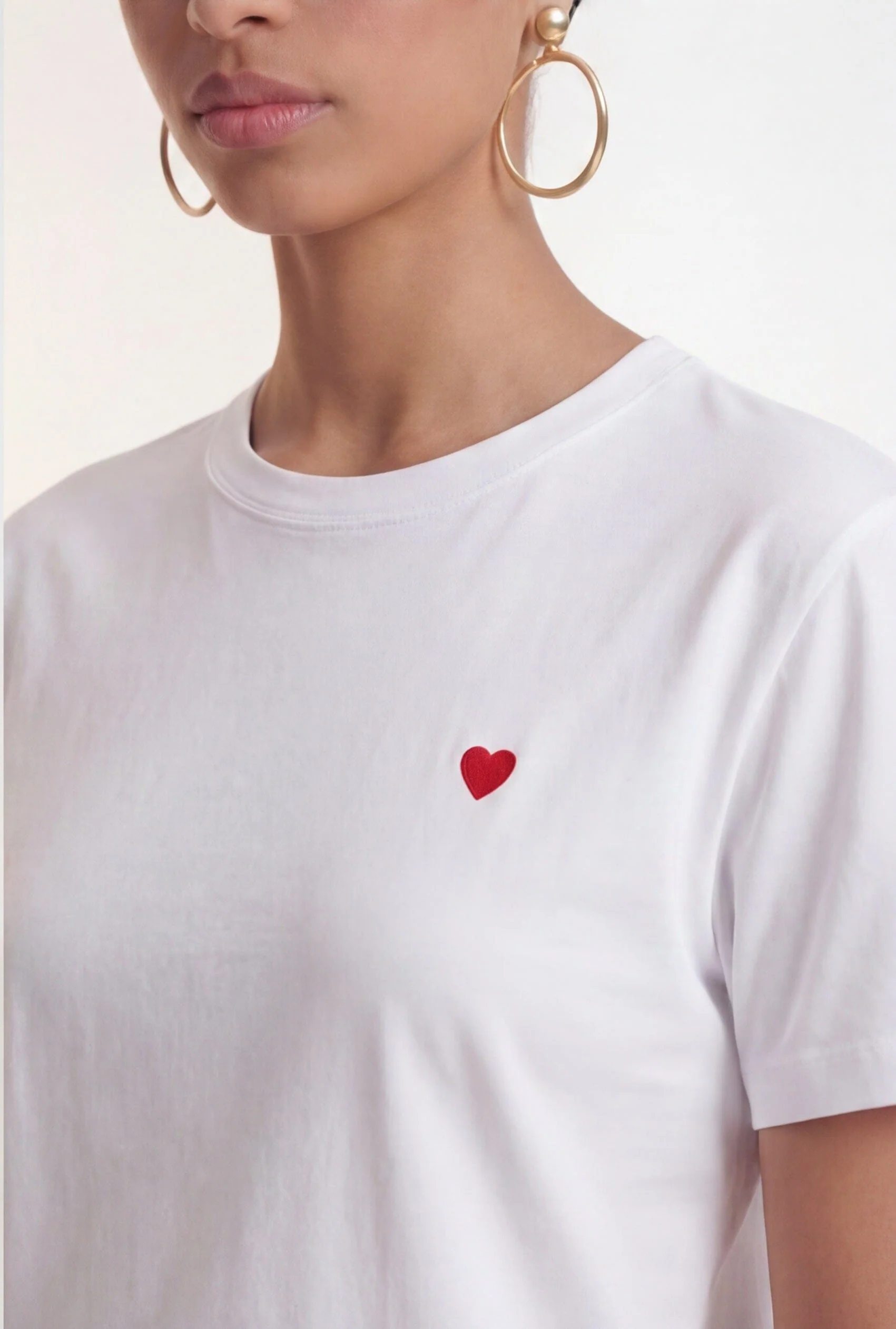 TEE-SHIRT 100% COTON - COEUR - BLANC