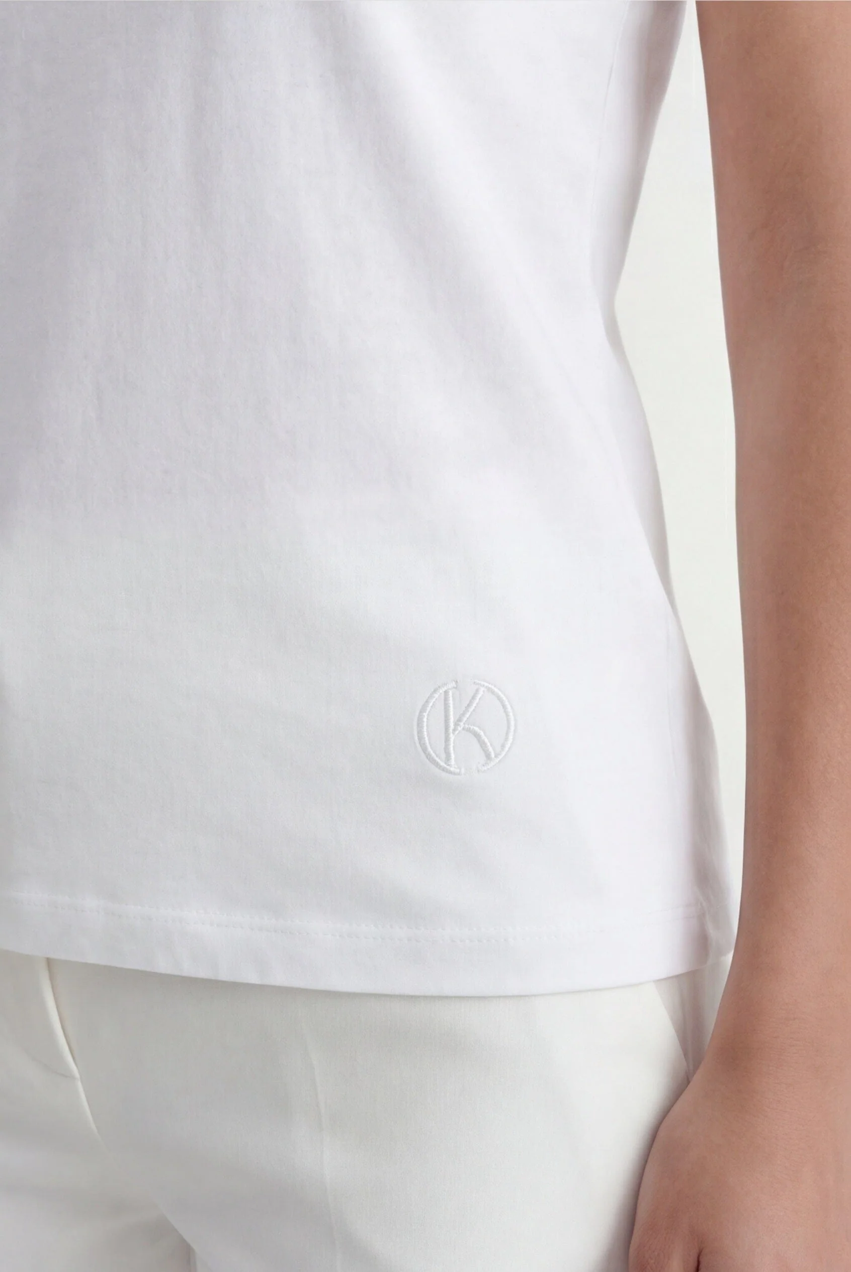 TEE-SHIRT COL V- COLE - BLANC - Image 2