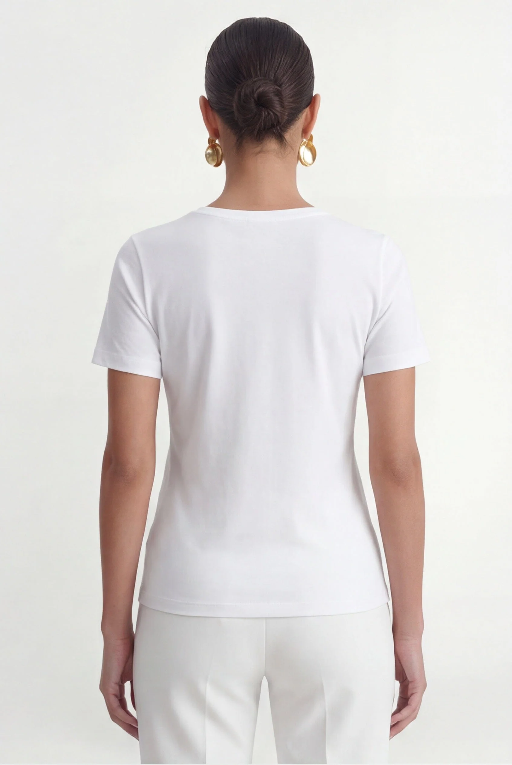 TEE-SHIRT COL V- COLE - BLANC - Image 3