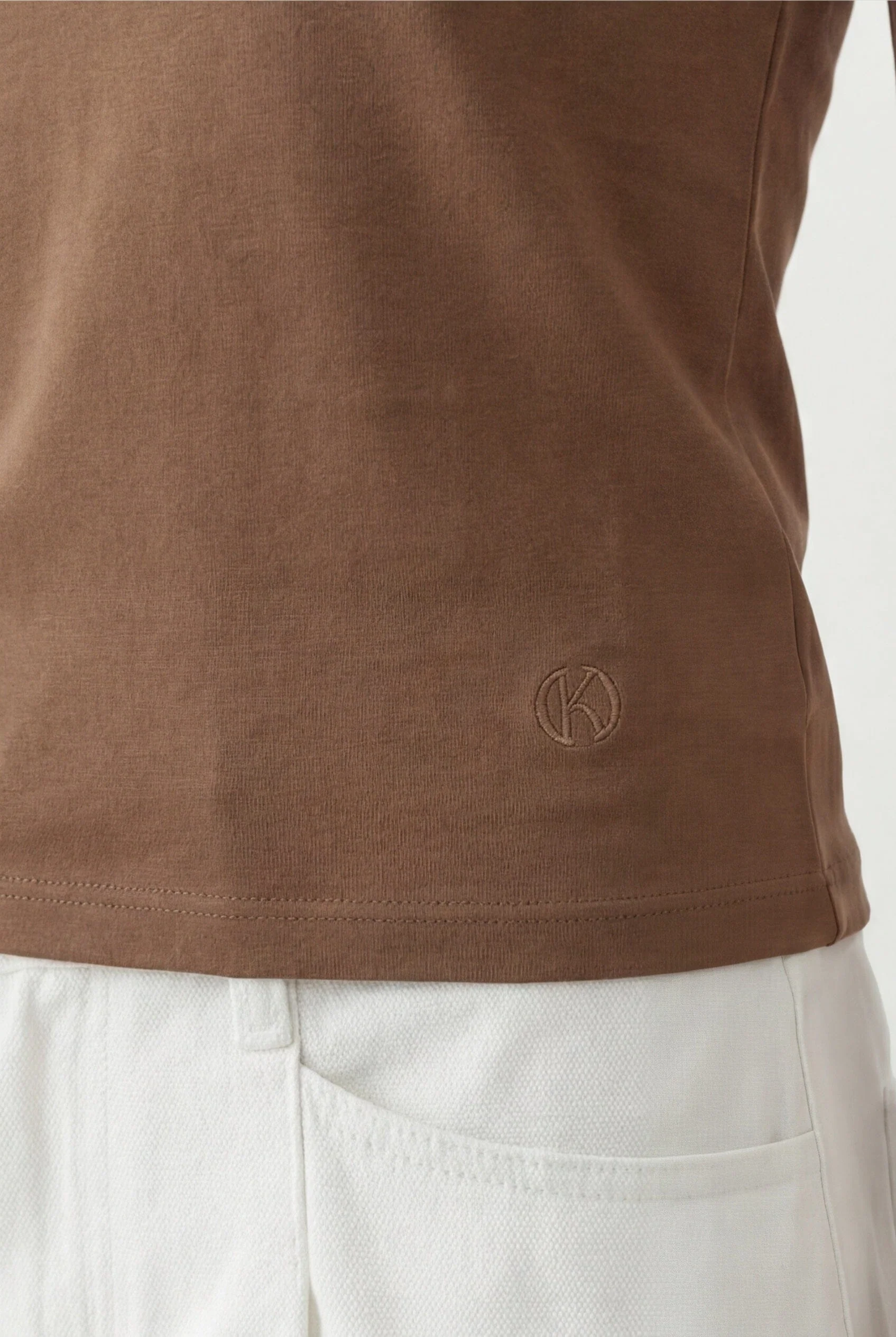 TEE-SHIRT COL V - COLE - NOISETTE - Image 2