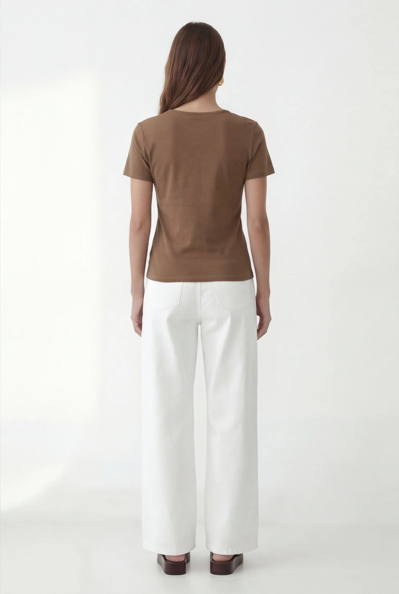 TEE-SHIRT COL V - COLE - NOISETTE - Image 5