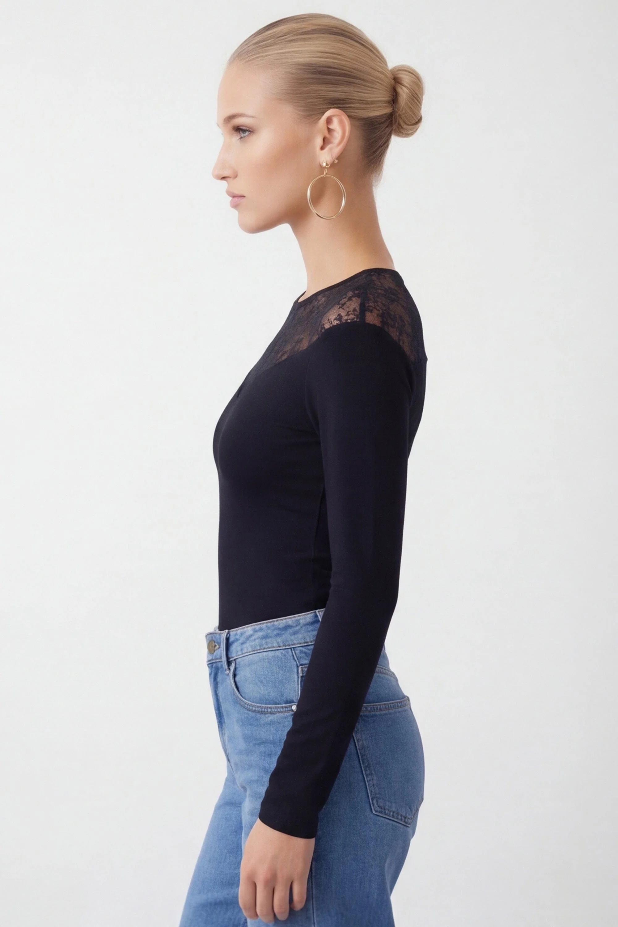T-SHIRT DENTELLE - CURTIS - NOIR - Image 2