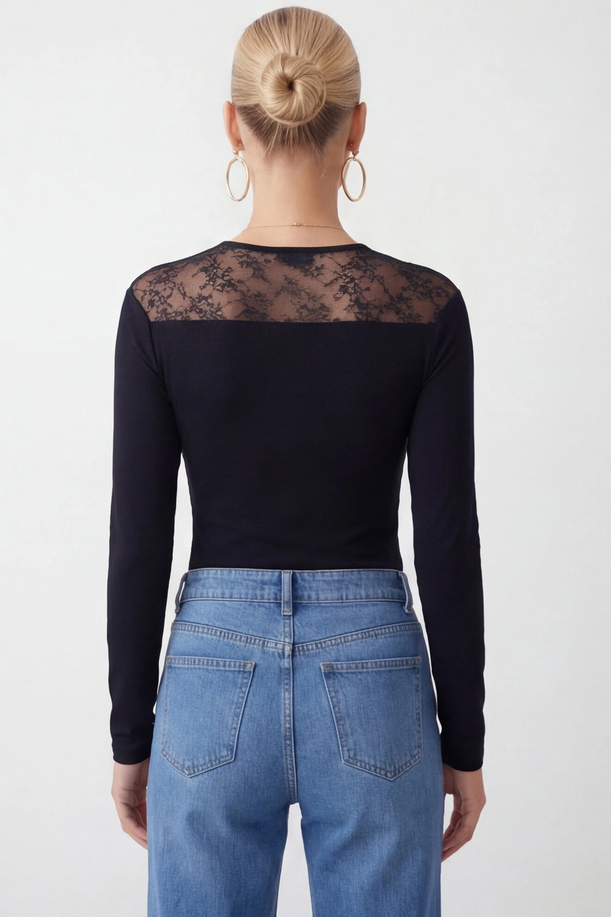 T-SHIRT DENTELLE - CURTIS - NOIR - Image 4
