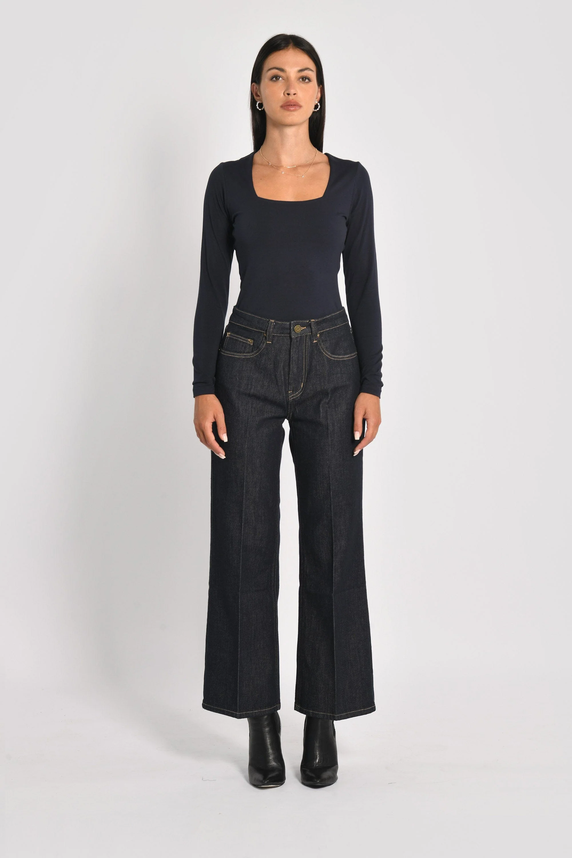 T-SHIRT COL CARRÉ CLEMENTINE NAVY - Image 4