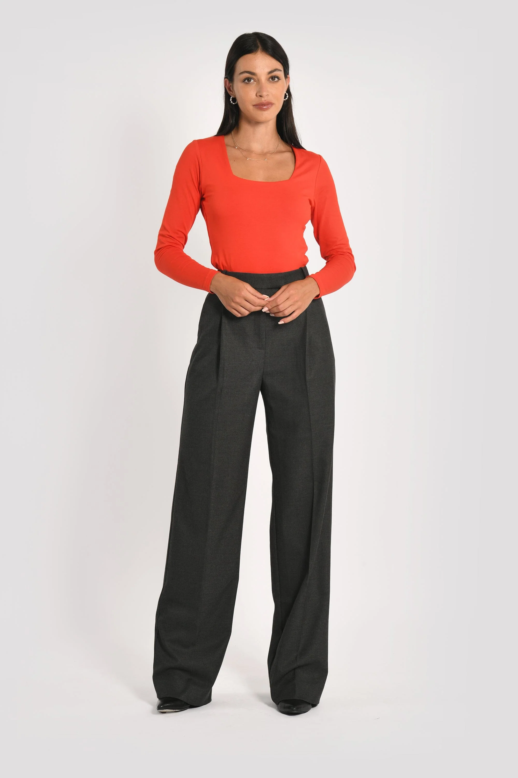 T-SHIRT COL CARRÉ CLEMENTINE ROUGE - Image 4
